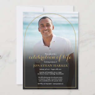 Invitación Celebración de la vida con foto funeral en arco de