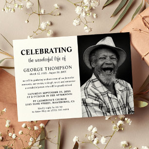 Invitación Celebración de la vida con foto moderna Funeral Me