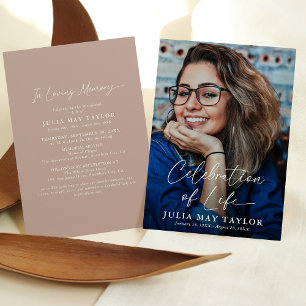 Invitación Celebración de la vida con guión moderno para fune