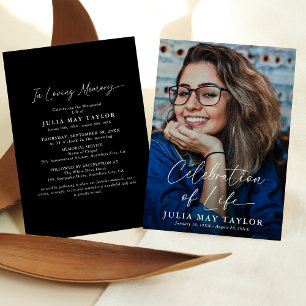 Invitación Celebración de la vida con guión moderno y foto en