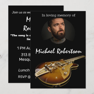 Invitación Celebración de la vida con guitarra eléctrica
