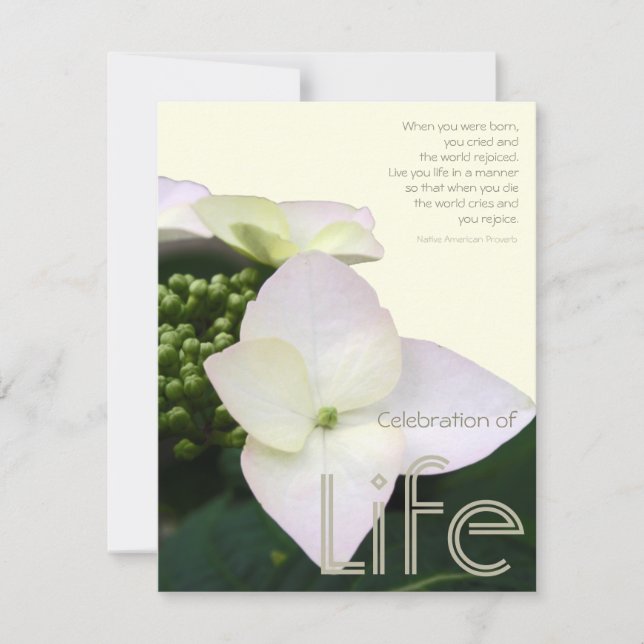 Invitación Celebración de la vida con Inspirador presupuesto  (Anverso)