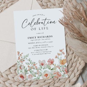 Invitación Celebración de la vida con la floral de la hierba