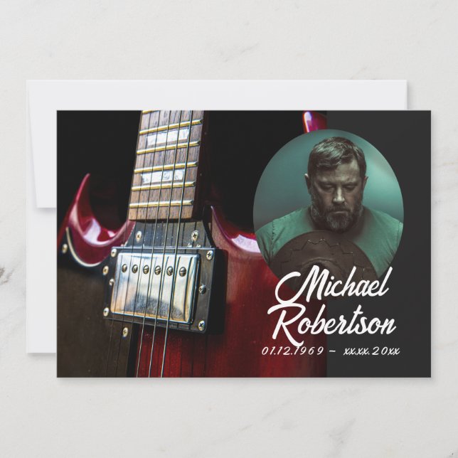 Invitación Celebración de la vida con la guitarra roja (Anverso)