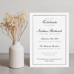 Invitación Celebración de la Vida con Letra Moderna y Elegant