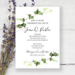 Invitación Celebración de la vida con marfil de color verde i