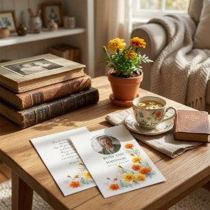 Invitación Celebración de la Vida con Oración de Marigold al