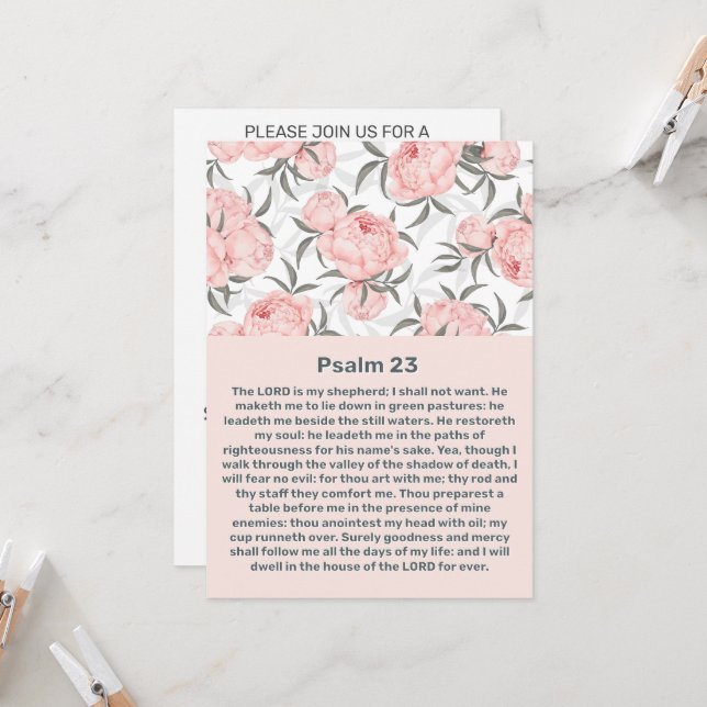 Invitación Celebración de la vida con patrón floral rosa del  (Anverso/Reverso In Situ)