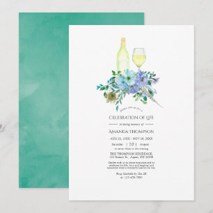 Invitación Celebración de la Vida con tema de Vino Boho Verde