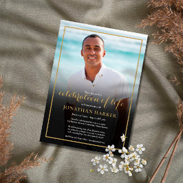 Invitación Celebración de la vida con una fotografía funerari