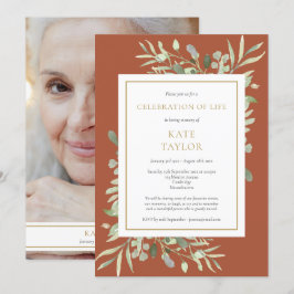 Invitación Celebración de la vida con vegetación de terracota