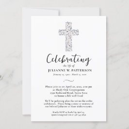 Invitación Celebración de la vida, cruz botánica, funeral