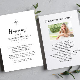 Invitación Celebración de la vida, cruz simple, terremoto fun