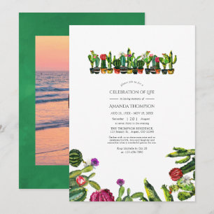 Invitación Celebración de la vida de cactus suculentos Foto