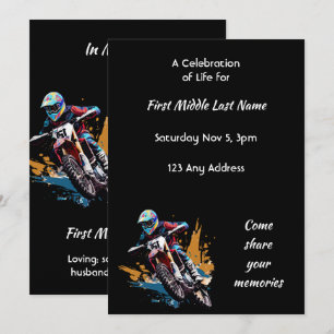 Invitación Celebración de la vida de carreras de motocrós en 