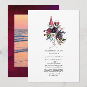 Invitación Celebración de la vida de ciruela borgoñona de vin