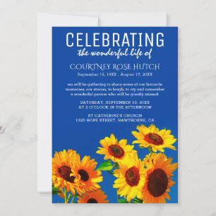 Invitación Celebración de la Vida de Girasoles Amarillos y Ci