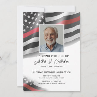 Invitación Celebración de la vida de la delgada línea roja de