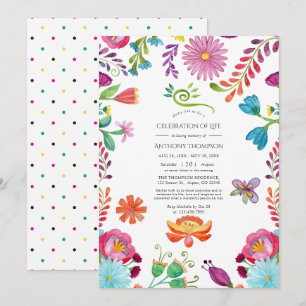 Invitación Celebración de la vida de la fiesta floral mexican