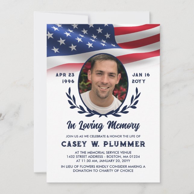 Invitación Celebración de la vida de la foto de Oval, bandera (Anverso)