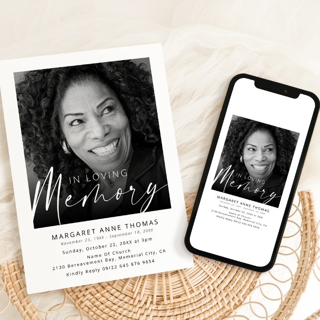Invitación Celebración De La Vida De La Foto Funeral Moderna (Subido por el creador)