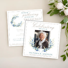 Invitación Celebración de la vida de la rama de oliva acuarel