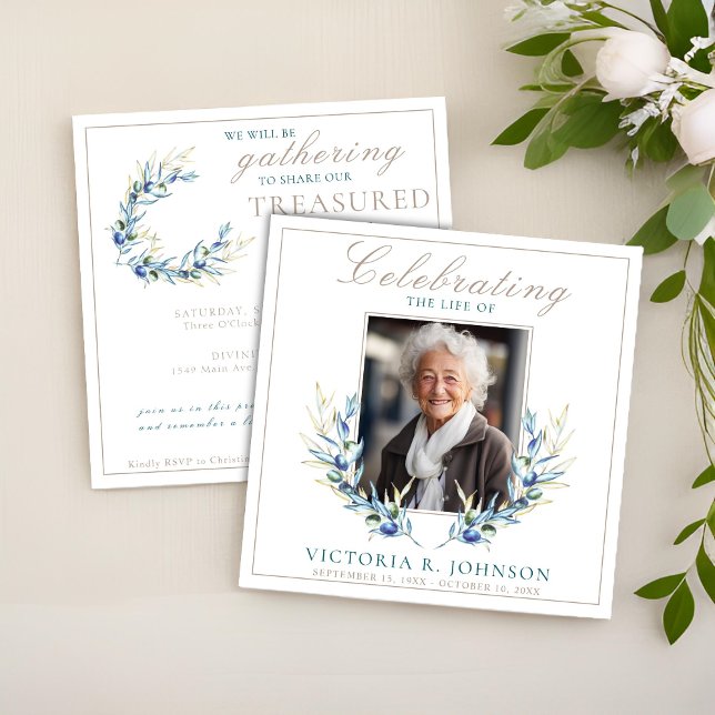 Invitación Celebración de la vida de la rama de oliva acuarel (Subido por el creador)