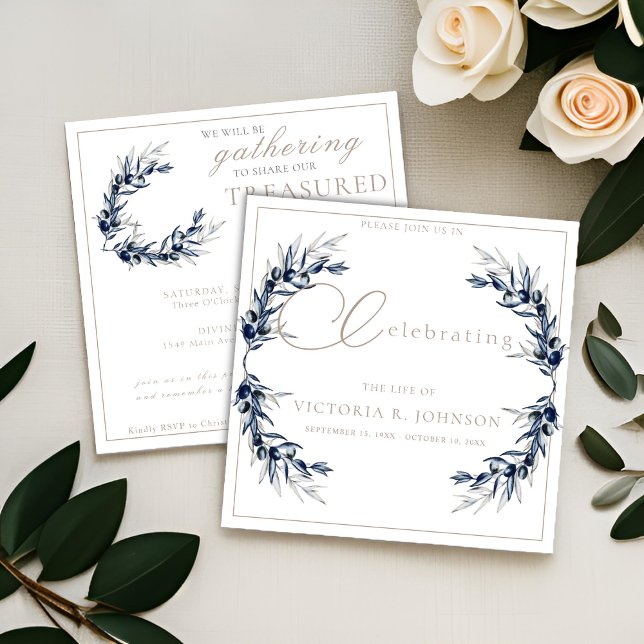 Invitación Celebración de la vida de la rama de oliva acuarel (Subido por el creador)