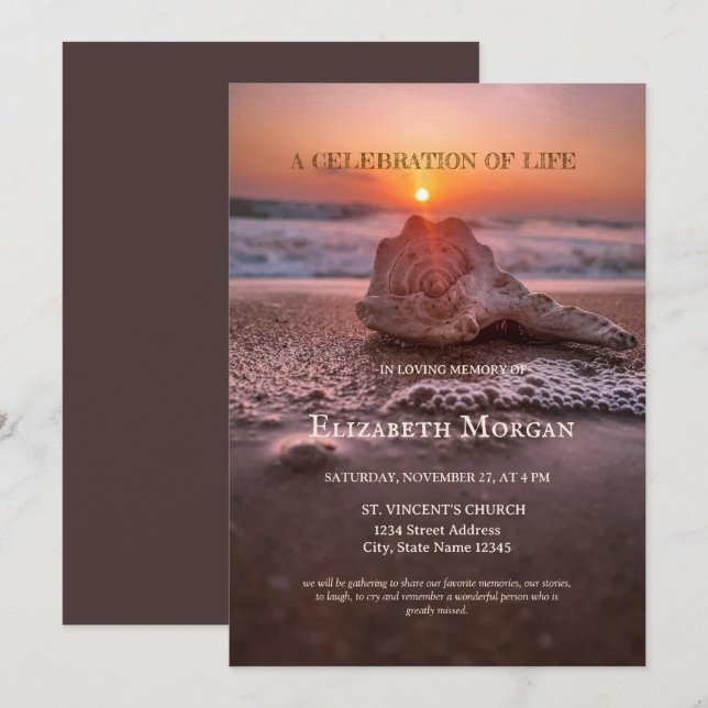 Invitación Celebración de la Vida de las Conchas Marinas de S (Anverso / Reverso)