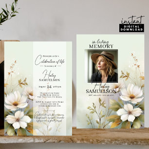 Invitación Celebración de la vida de las flores silvestres bl