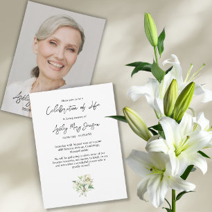 Invitación Celebración de la vida de Lily Foto Funeral