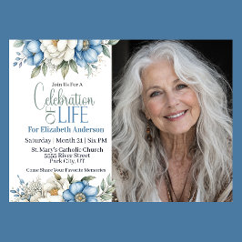 Invitación Celebración de la vida de Magnolia Azul y Peonía