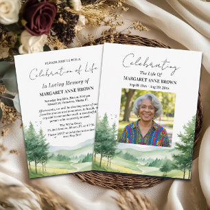 Invitación Celebración de la vida de montañas de acuarela Fot