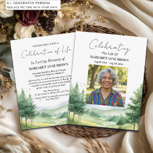 Invitación Celebración de la vida de montañas de acuarela Fot