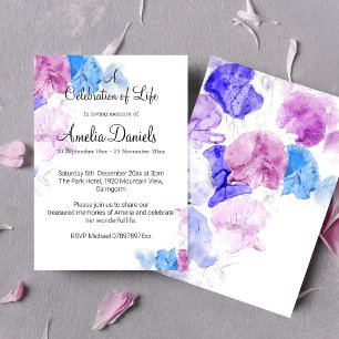 Invitación Celebración de la Vida de Pastel Sweet Pea