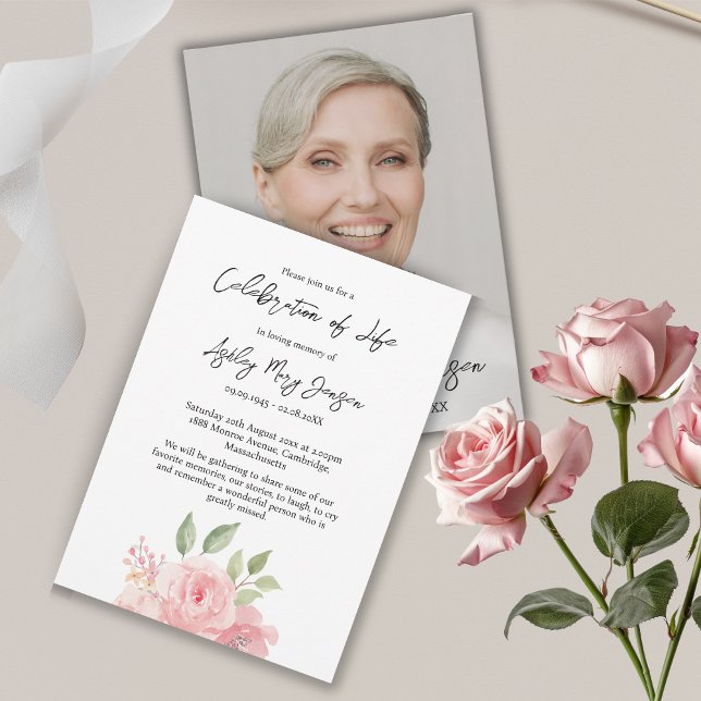Invitación Celebración de la vida de Rosa Foto Funeral (Subido por el creador)