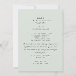 Invitación Celebración de la vida de Sage con foto