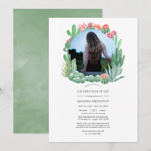 Invitación Celebración de la vida de suculentas en acuarela F