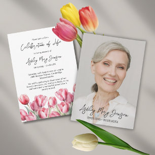 Invitación Celebración de la vida de Tulipán Foto Funeral