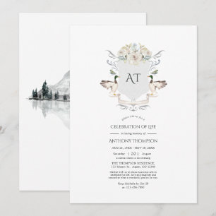 Invitación Celebración de la vida de un Escudo en un monogram
