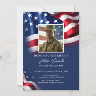 Invitación Celebración de la vida de veterano militar, bander
