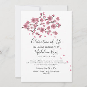 Invitación Celebración de la vida del árbol de flor de cerezo