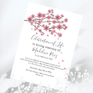 Invitación Celebración de la vida del árbol de flor de cerezo