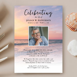 Invitación Celebración de la Vida del Atardecer de Ocean Beac