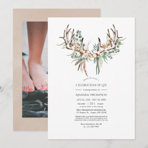 Invitación Celebración de la vida del Boho Cotton y Eucalyptu