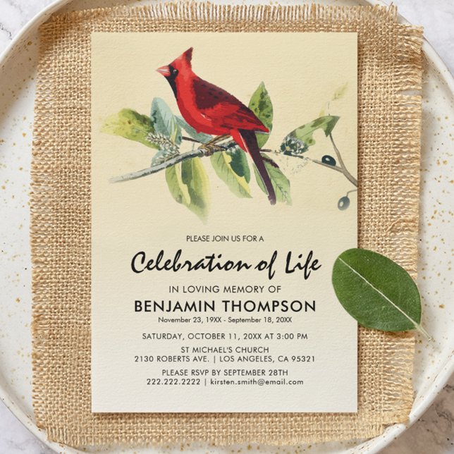 Invitación Celebración de la vida del Cardenal Rojo (Subido por el creador)