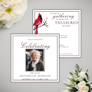Invitación Celebración de la vida del cardenal rojo acuarela