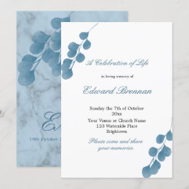 Invitación Celebración De La Vida Del Eucalipto Azul Funeral
