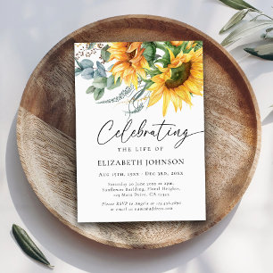 Invitación Celebración de la Vida del Girasol Moderno Memoria