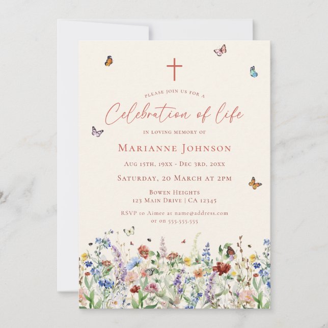 Invitación Celebración de la Vida del Servicio Memorial de Fl (Anverso)